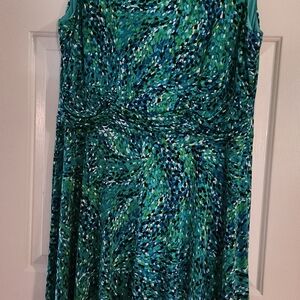 Vibrant Teal Patterned Maxi Dress